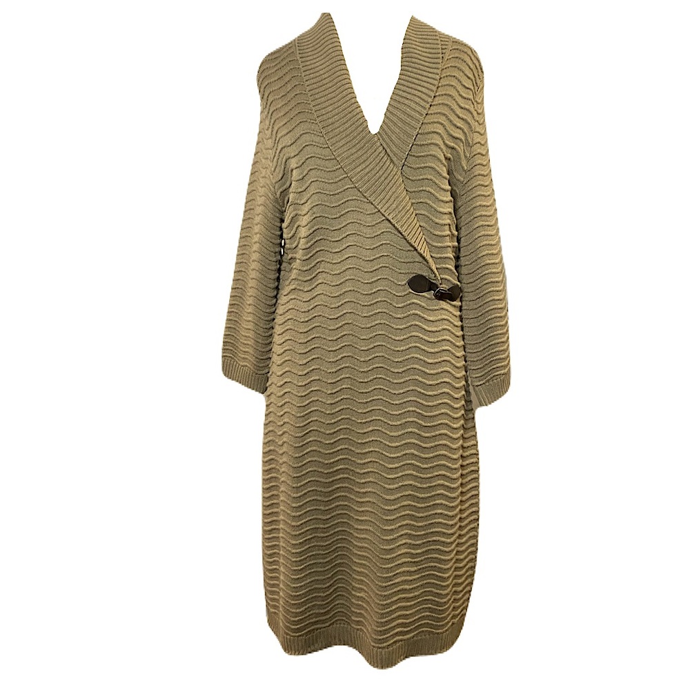 Calvin Klein Wavy Knit Side Buckle Sweater Dress